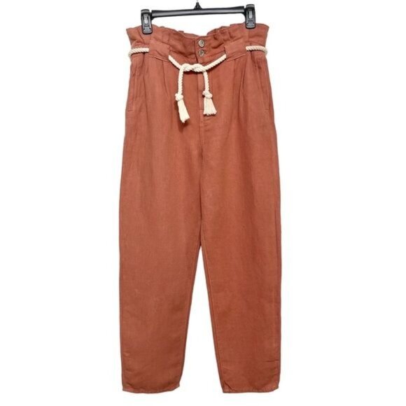 New VERONICA BEARD Karter Belted Linen-Cotton Pants 4 - Picture 9 of 15